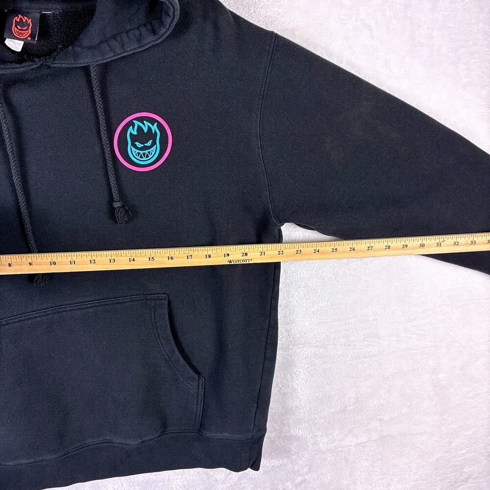 VTG Spitfire Skateboards The End Hoodie Mens M Pink Cyan Y2K Skate SoCal Surf - Picture 6 of 9